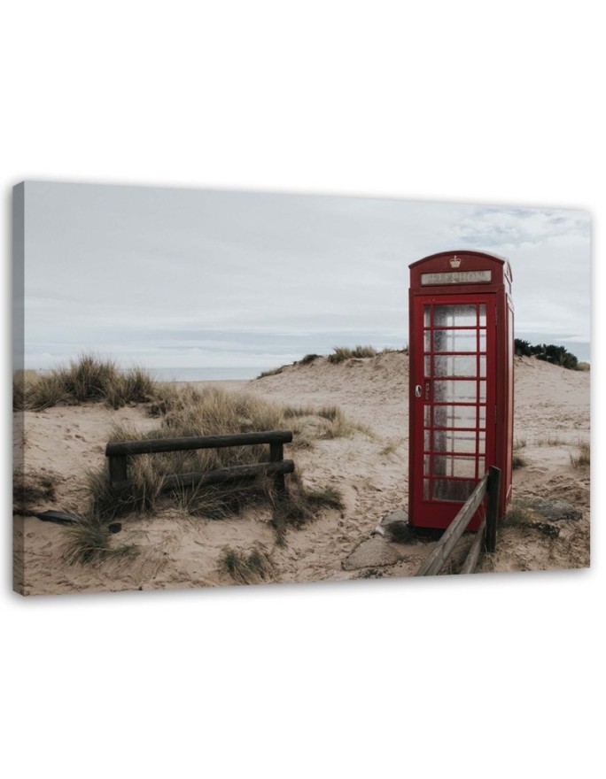 Modernes Wandbild - Telefonzelle am Strand | Feeby
