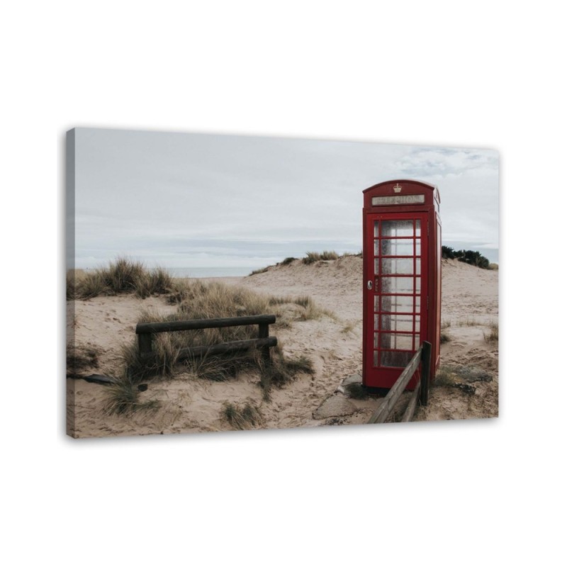 Modernes Wandbild - Telefonzelle am Strand | Feeby