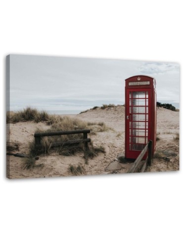 Modern painting for bedroom - Telephone box on the beach | FEEBY