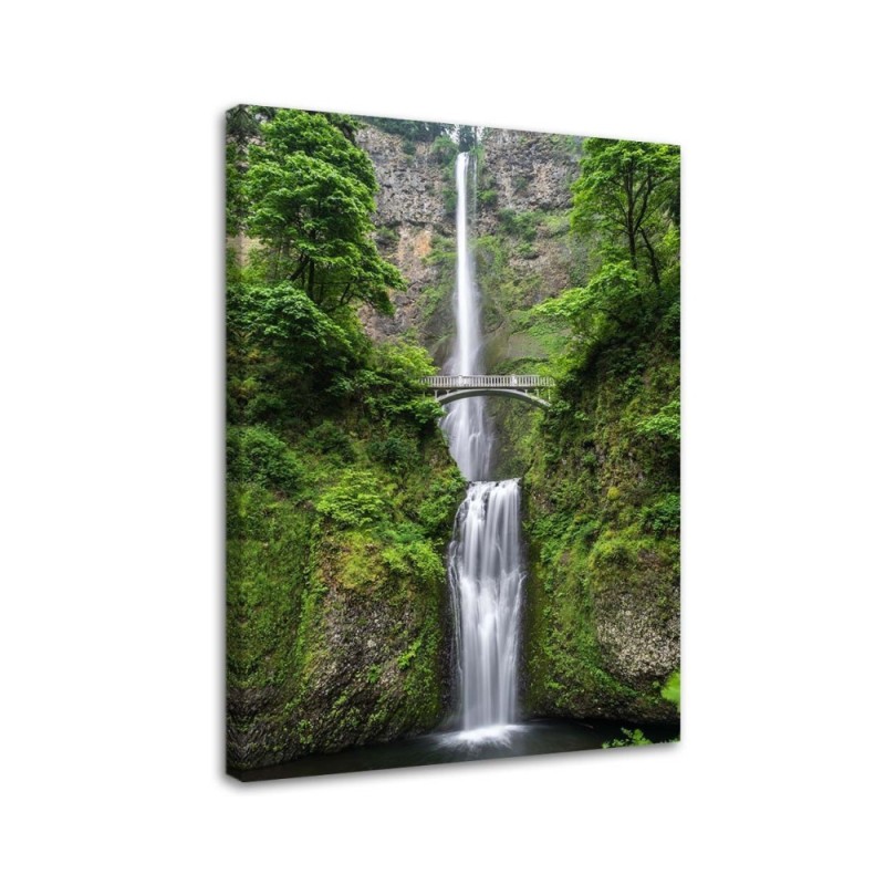 Leinwandbild - Brücke über einen Wasserfall Landschaft | Feeby