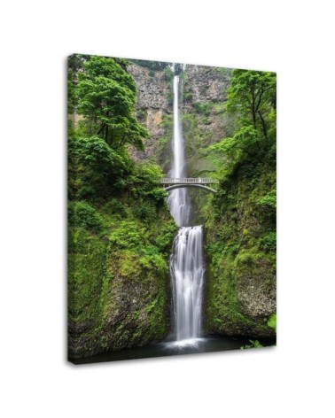 Leinwandbild - Brücke über einen Wasserfall Landschaft | Feeby