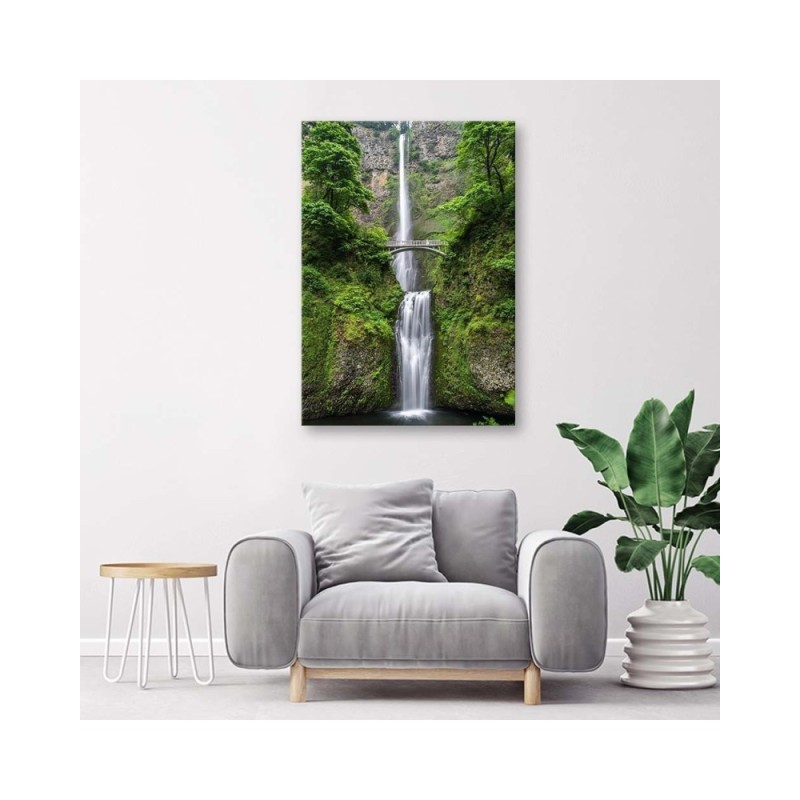 Leinwandbild - Brücke über einen Wasserfall Landschaft | Feeby