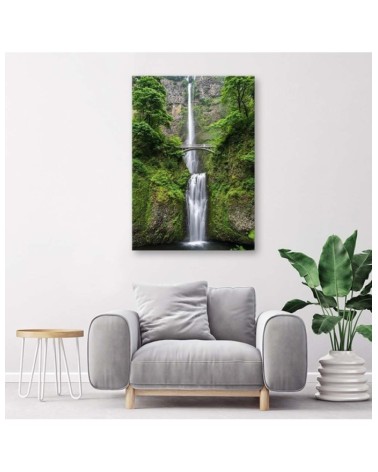 Leinwandbild - Brücke über einen Wasserfall Landschaft | Feeby