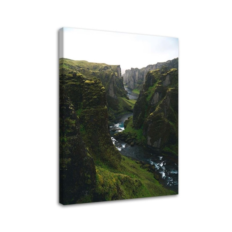Leinwandbild - Berglandschaft mit Fluss | Feeby