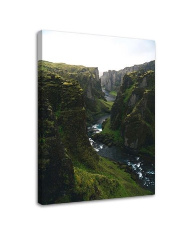 Leinwandbild - Berglandschaft mit Fluss | Feeby