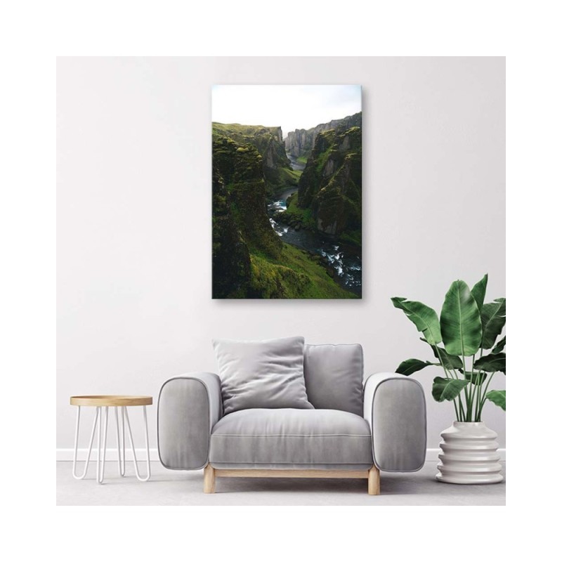 Leinwandbild - Berglandschaft mit Fluss | Feeby