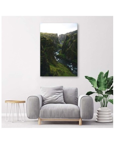 Leinwandbild - Berglandschaft mit Fluss | Feeby