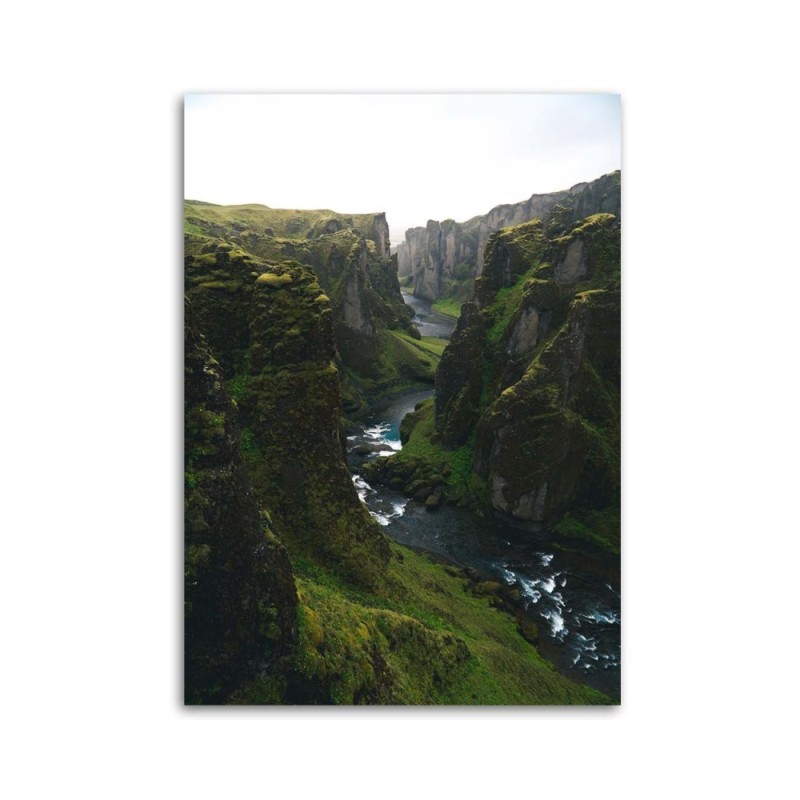 Leinwandbild - Berglandschaft mit Fluss | Feeby