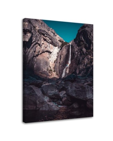 Waterfall among high rocks - Modern Canvas painting for bedroom | FEEBY