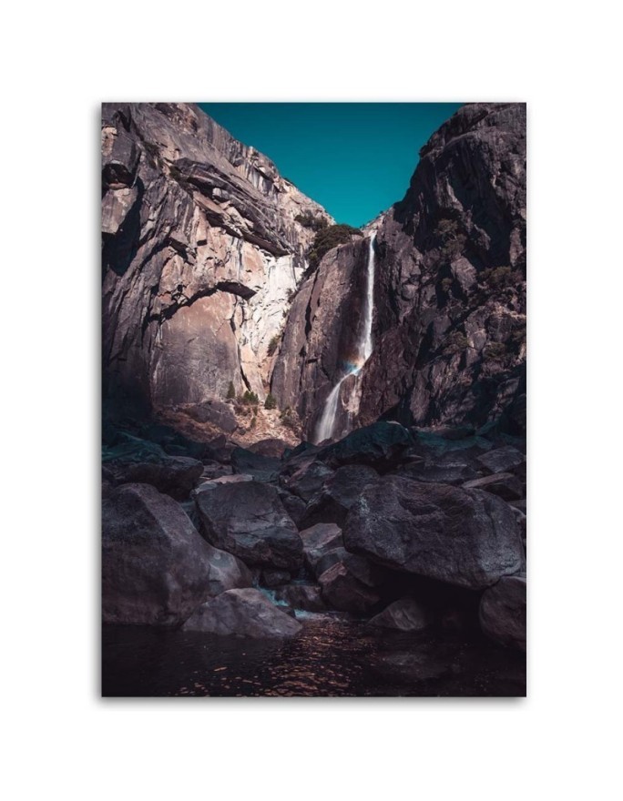 Waterfall among high rocks - Modern Canvas painting for bedroom | FEEBY