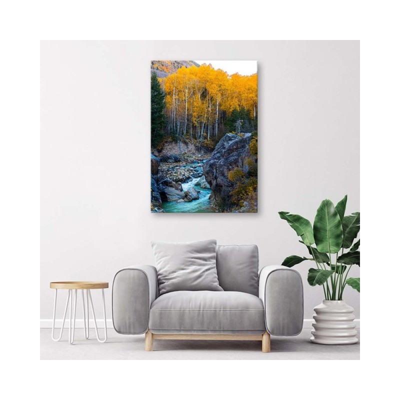 Wandbild für Wohnzimmer - Ein Bach im Wald | Feeby