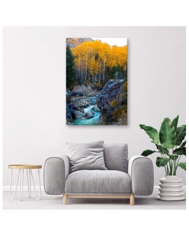 Wandbild für Wohnzimmer - Ein Bach im Wald | Feeby