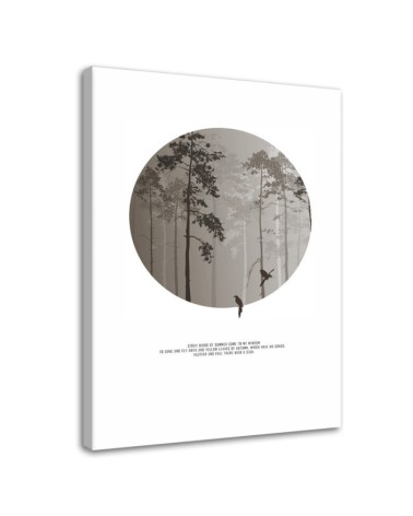Modern Canvas painting for bedroom - Birds in the fog forest landscape | FEEBY