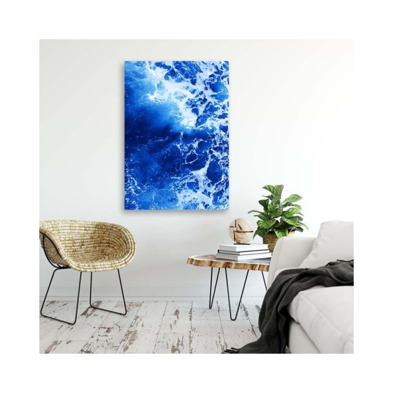Leinwandbild - Blaue Wellen Aquarell | Feeby
