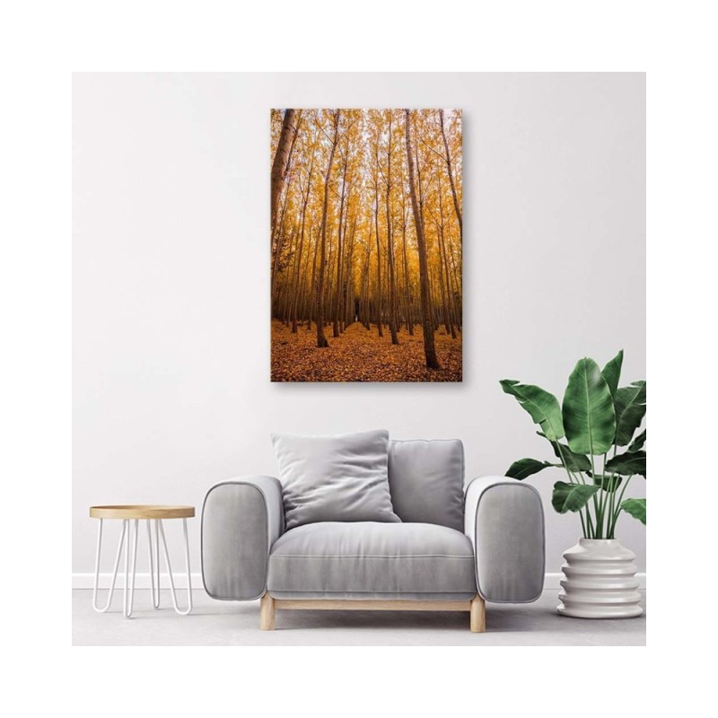 Wandbild für Wohnzimmer - Birken und Blätter | Feeby