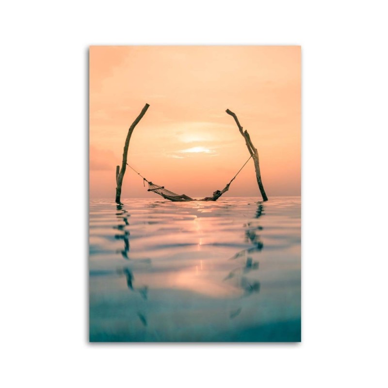 Modernes Wandbild - Hängematte im Wasser | Feeby