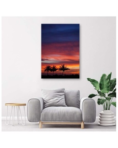 Modernes Wandbild - Bunter Himmel und Palmen | Feeby