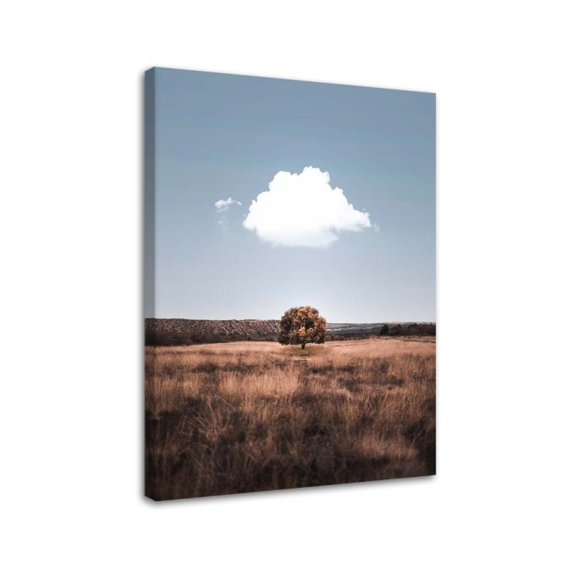 Wandbild für Wohnzimmer - Einsamer Baum und Wolken | Feeby