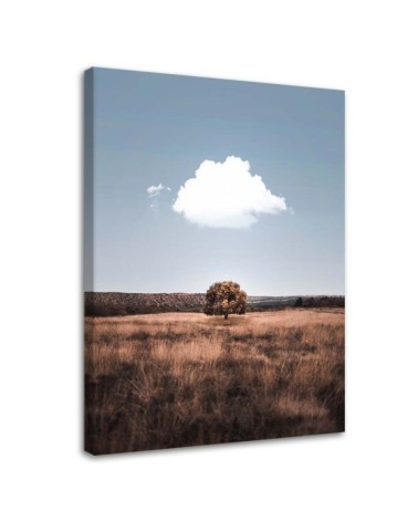 Lone tree and clouds - Canvas painting for living room | FEEBY