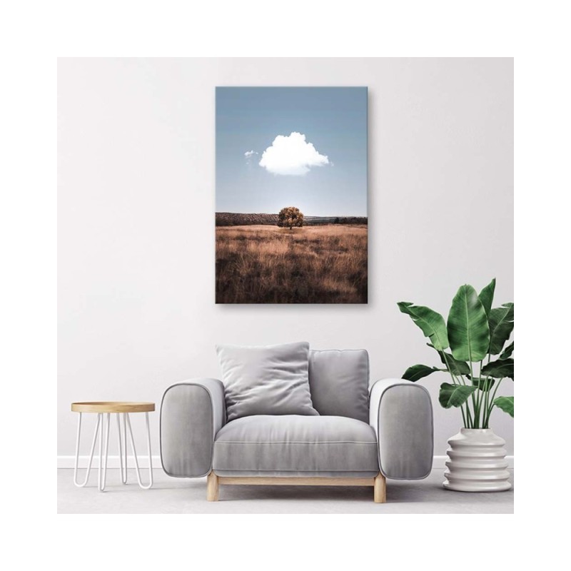 Wandbild für Wohnzimmer - Einsamer Baum und Wolken | Feeby