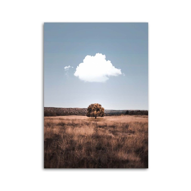 Wandbild für Wohnzimmer - Einsamer Baum und Wolken | Feeby
