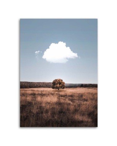 Wandbild für Wohnzimmer - Einsamer Baum und Wolken | Feeby