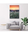 Łąka i zachód słońca - Obraz na płótnie canvas | FEEBY