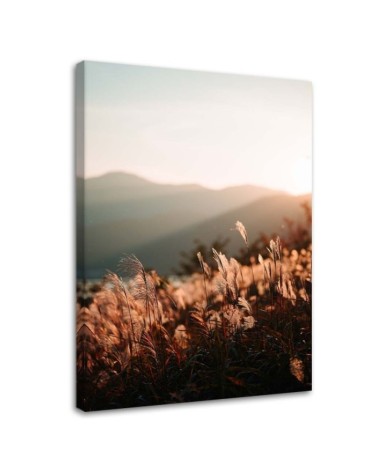 Meadow and mountains - Modern Canvas painting for living room | FEEBY