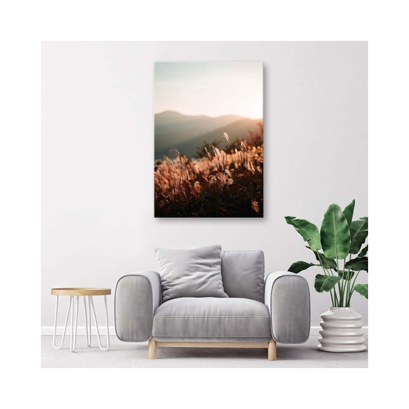 Modernes Wandbild - Wiese und Berge | Feeby