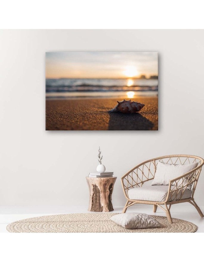 Canvas prints for bedroom - Shell on the beach and sunset | FEEBY