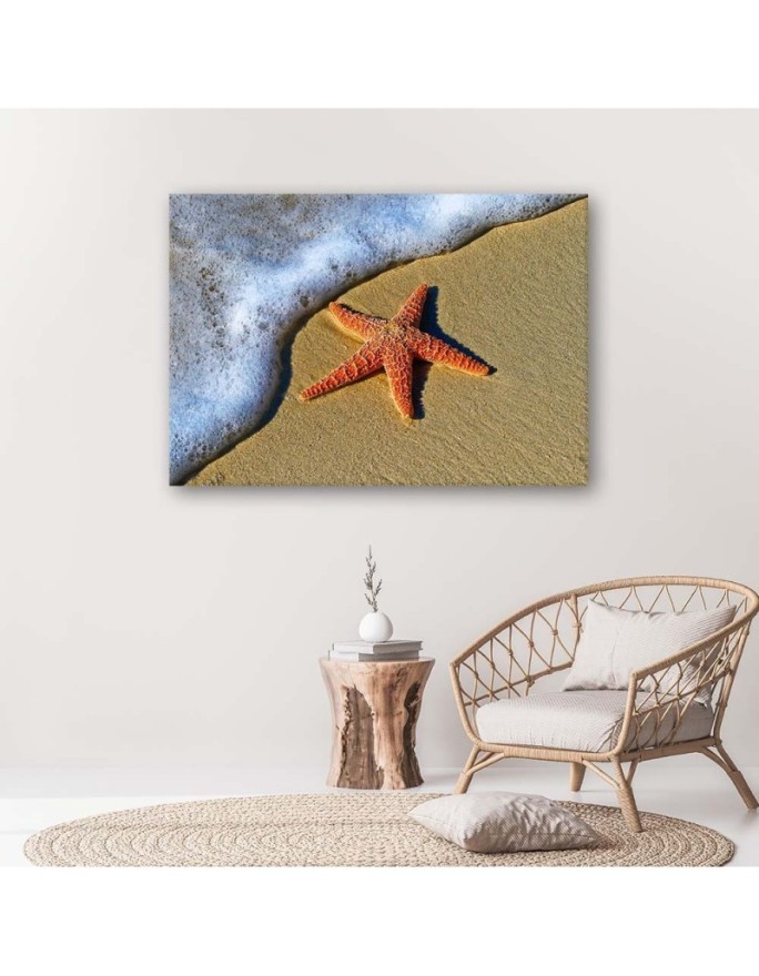 Canvas prints for living room - Orange starfish on the beach | FEEBY