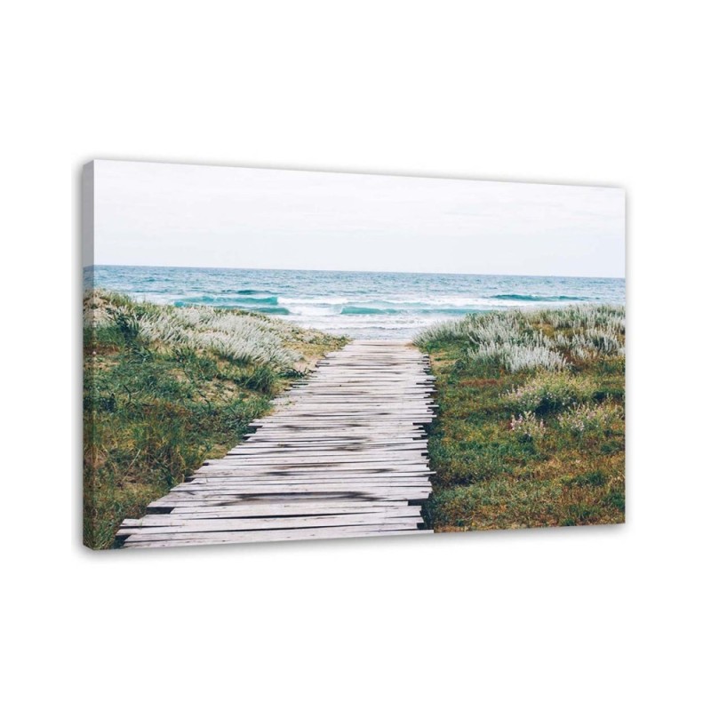 Leinwandbild - Hölzerner Weg zum Meer | Feeby