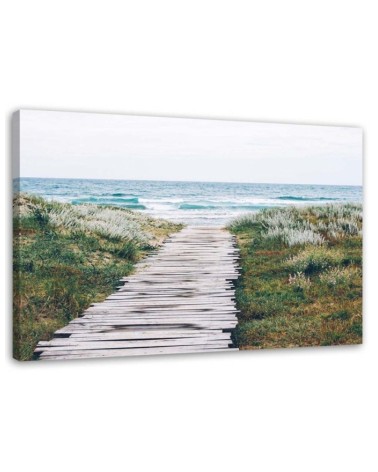 Leinwandbild - Hölzerner Weg zum Meer | Feeby