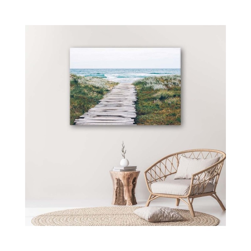 Leinwandbild - Hölzerner Weg zum Meer | Feeby