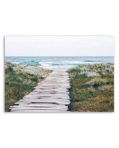 Leinwandbild - Hölzerner Weg zum Meer | Feeby