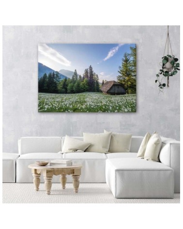 Modernes Wandbild - Holzhaus zwischen den Bäumen | Feeby