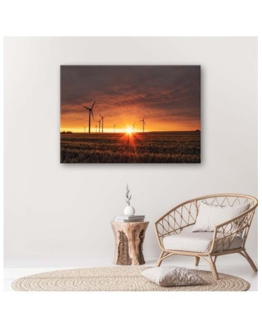 Bild auf Leinwand - Sonnenuntergang und Windmühlen | Feeby