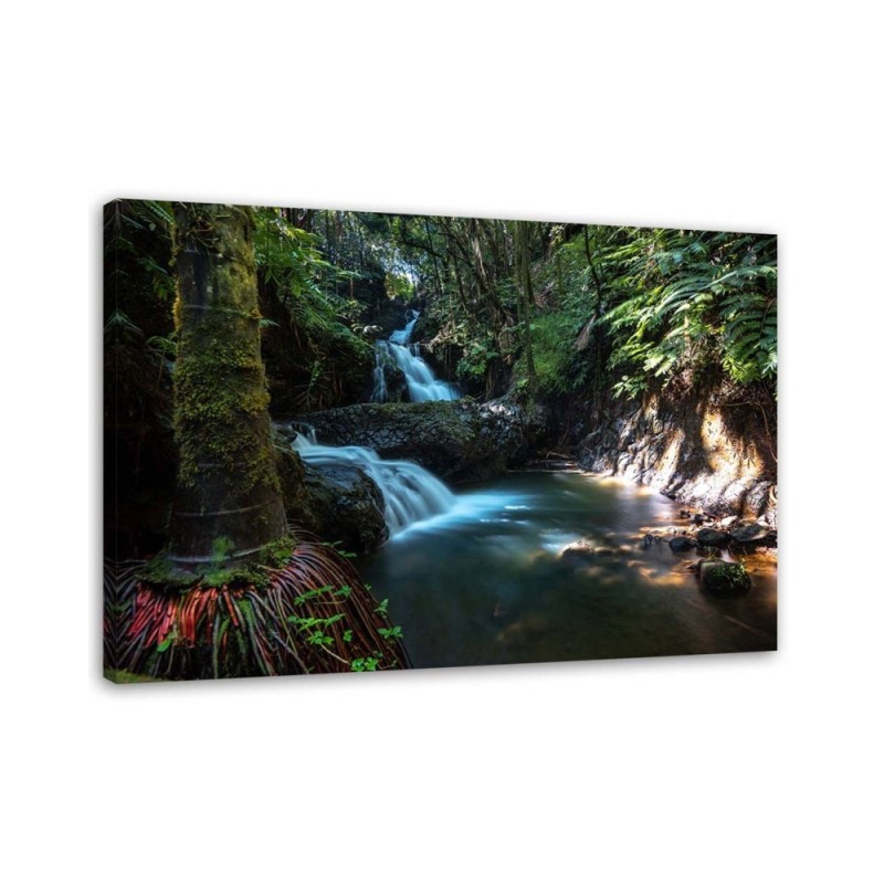 Dekoratives Leinwandbild - Wasserfall in den Tropen | Feeby
