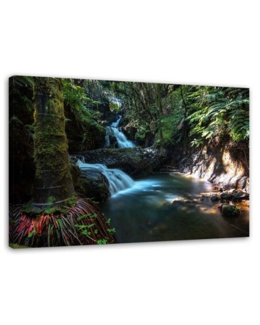 Dekoratives Leinwandbild - Wasserfall in den Tropen | Feeby