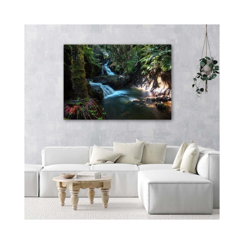 Dekoratives Leinwandbild - Wasserfall in den Tropen | Feeby