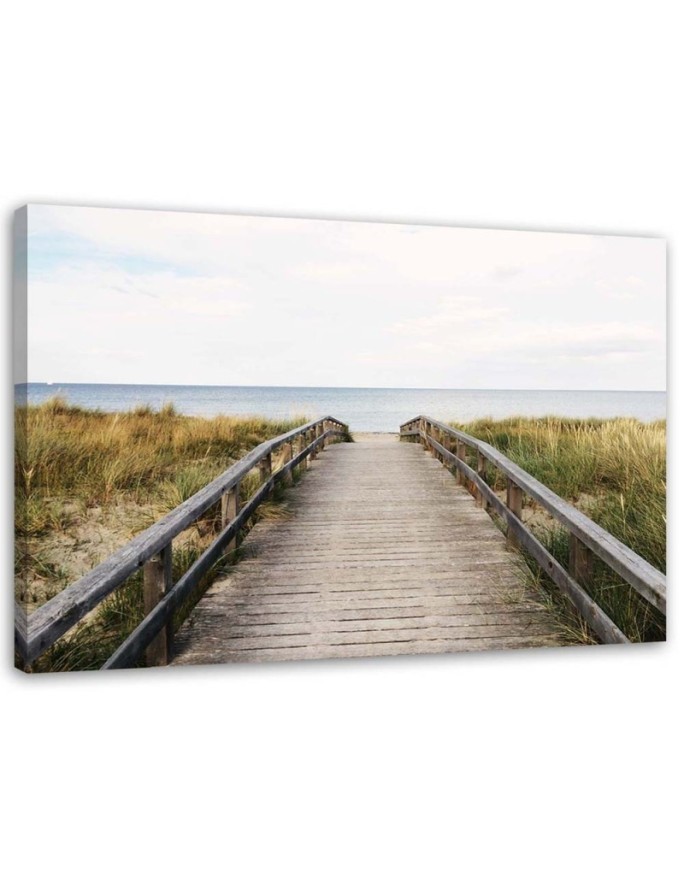 Wooden footbridge by the sea - Canvas painting | FEEBY