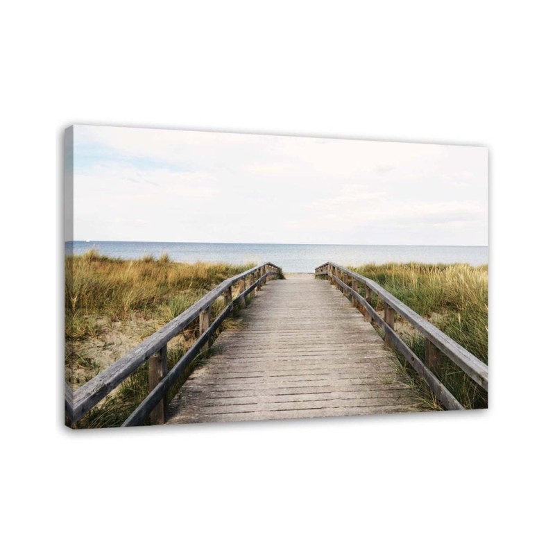 Leinwandbild - Hölzerne Straße am Meer | Feeby