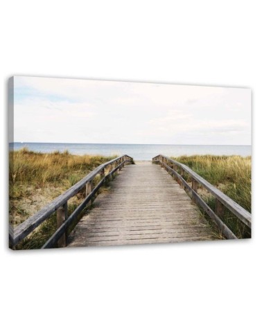 Leinwandbild - Hölzerne Straße am Meer | Feeby