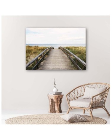 Leinwandbild - Hölzerne Straße am Meer | Feeby