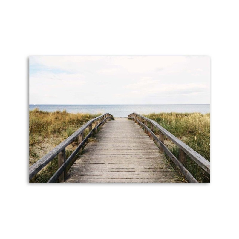 Leinwandbild - Hölzerne Straße am Meer | Feeby