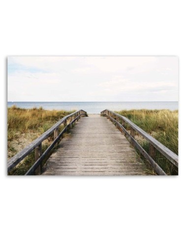 Leinwandbild - Hölzerne Straße am Meer | Feeby