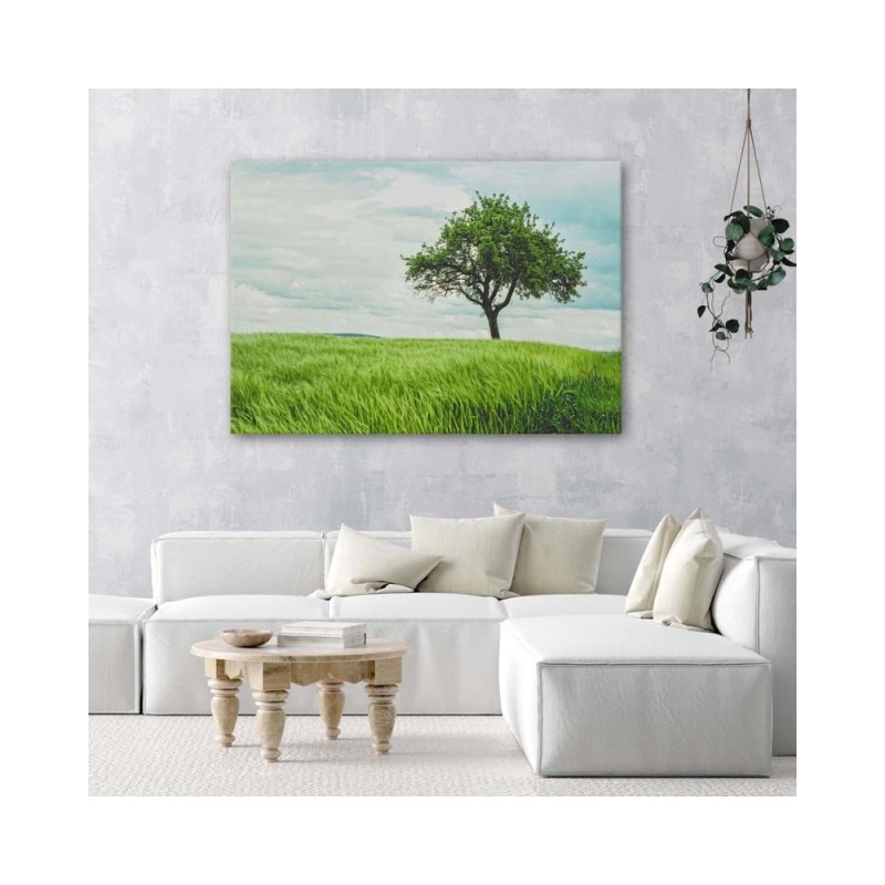 Leinwandbild - Baum auf einem Feld | Feeby