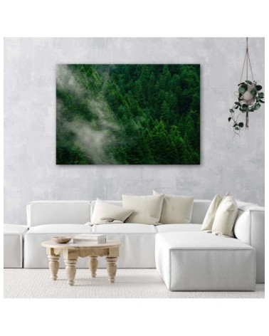 Wandbild für Wohnzimmer - Nebel über einem Wald | Feeby