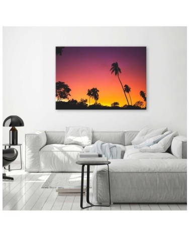 Modernes Wandbild - Rosa Himmel und Palmen | Feeby