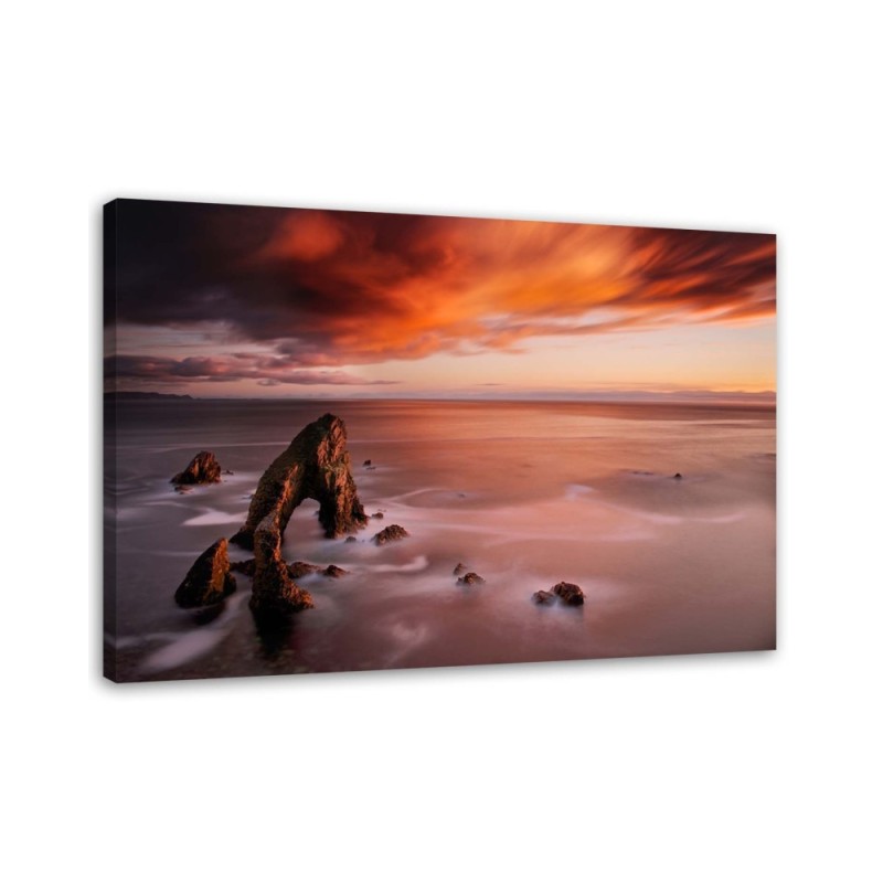 Leinwanddruck - Oranger Himmel über dem Meer | Feeby